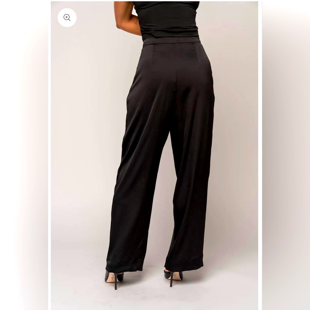 NWOT Black satin wide leg “la Scala” trousers